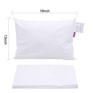 ZPECC Organic Toddler Pillow with Pillowcase - Baby Pillows for Sleeping, 13" x 18" Soft Breathable Small Kids Pillow forCrib, Toddler Bed, Travel, White Stripe