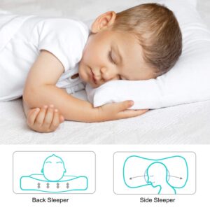 ZPECC Organic Toddler Pillow with Pillowcase - Baby Pillows for Sleeping, 13" x 18" Soft Breathable Small Kids Pillow forCrib, Toddler Bed, Travel, White Stripe