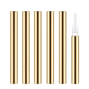 3ml empty nail oil pen with brush, twist pen for tooth whitening, gel lip gloss container, eyelash growth liquid tube(golden, 6pcs)