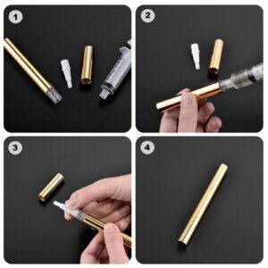 3ml Empty Nail Oil Pen with Brush, Twist Pen for Tooth Whitening, Gel Lip Gloss Container, Eyelash Growth Liquid Tube(Golden, 6PCS)