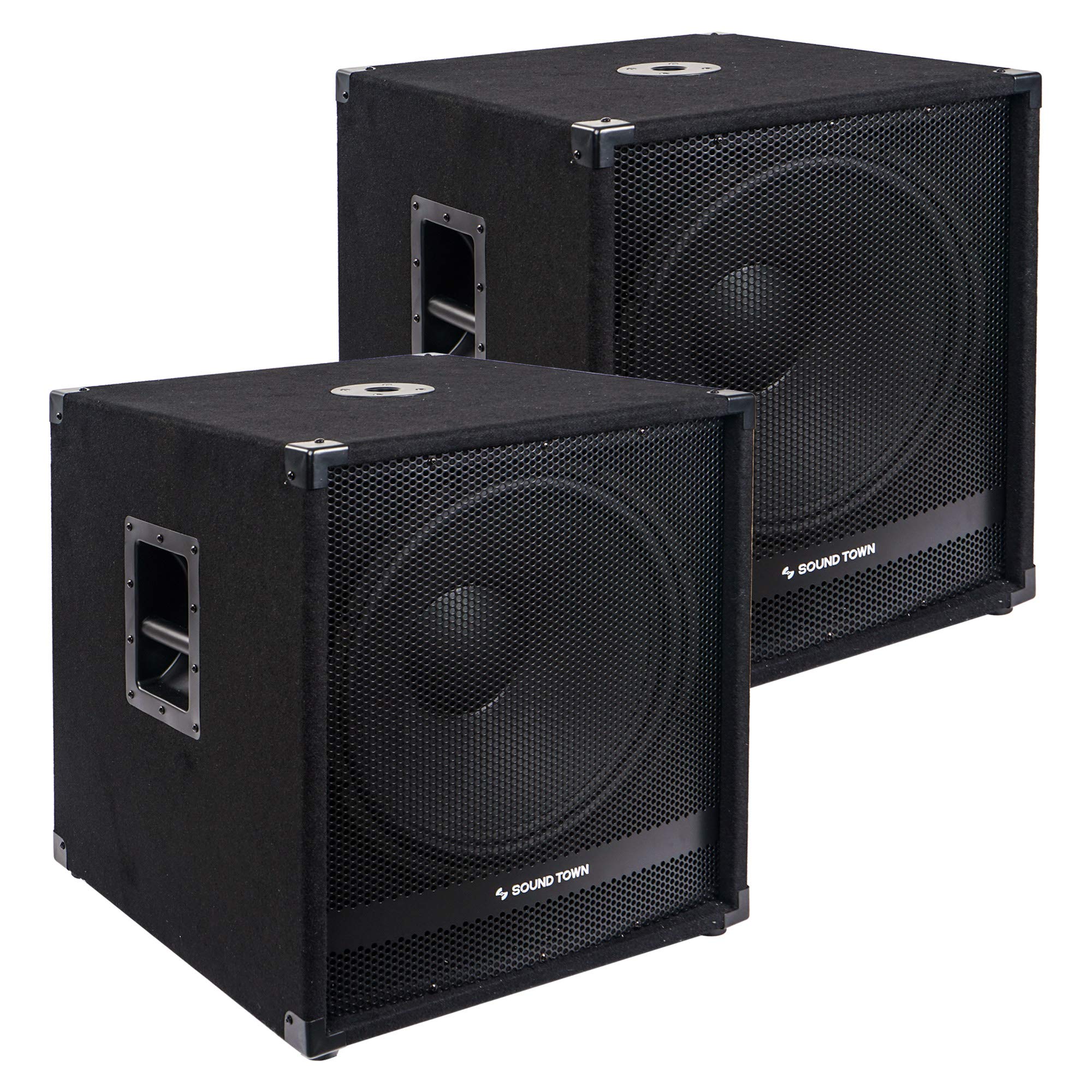 Sound Town Pair of 18” 2400 Watts Powered Subwoofers with Class-D Amplifier, 4-inch Voice Coil, 100 oz Magnet (METIS-18SDPW-PAIR)