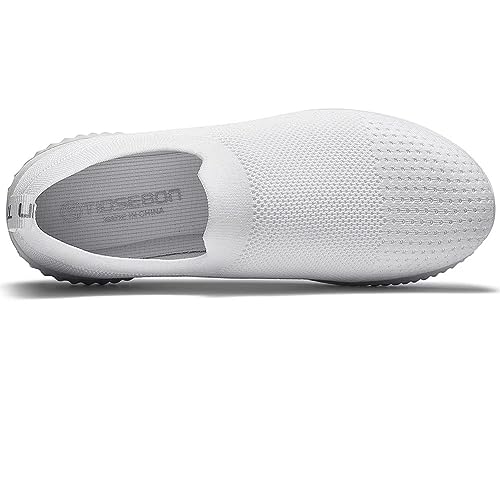 LANCROP Women's Walking Nurse Shoes - Mesh Slip on Comfortable Sneakers 7.5 US, Label 38 All White