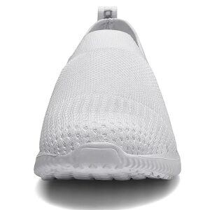 LANCROP Women's Walking Nurse Shoes - Mesh Slip on Comfortable Sneakers 7.5 US, Label 38 All White