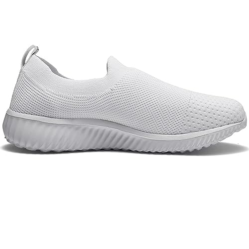 LANCROP Women's Walking Nurse Shoes - Mesh Slip on Comfortable Sneakers 7.5 US, Label 38 All White