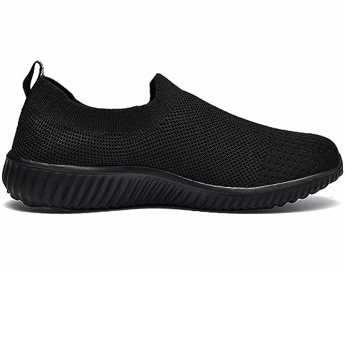 LANCROP Women's Walking Nurse Shoes - Mesh Slip on Comfortable Sneakers 9.5 US, Label 41 All Black