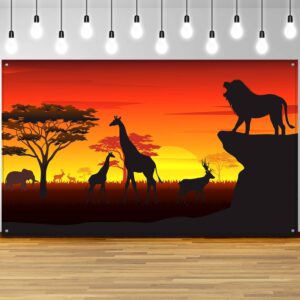 african safari theme party decorations, african safari backdrop banner for african safari theme supplies, tropical african forest jungle safari scenic background photobooth banner, 72.8 x 43.3 inch