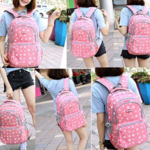 JiaYou School Backpack Dog Paw Prints Daypack For Teens Girls Primary School Students(Rose 3PCS,20L)