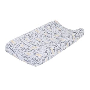 ed ellen degeneres woodland friends super soft changing pad cover - words of encouragement, ivory, grey, marigold