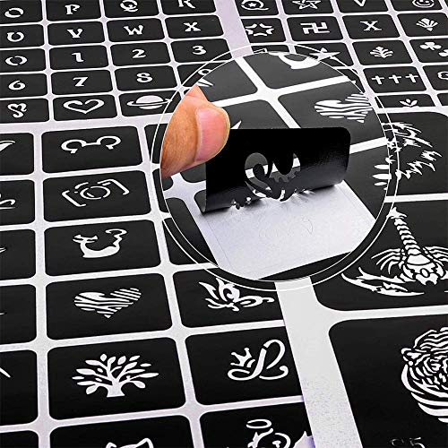 Koogel 524 PCS Henna Tattoo Stencil Kit,20 Sheets Henna Temporary Tattoo Stickers for Women and Girls Face Paint Body Art