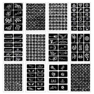 Koogel 524 PCS Henna Tattoo Stencil Kit,20 Sheets Henna Temporary Tattoo Stickers for Women and Girls Face Paint Body Art