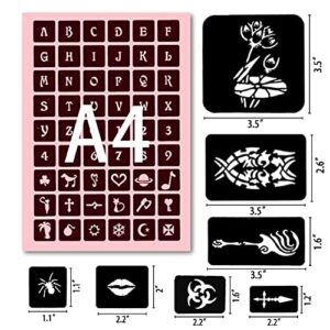 Koogel 524 PCS Henna Tattoo Stencil Kit,20 Sheets Henna Temporary Tattoo Stickers for Women and Girls Face Paint Body Art