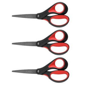 livingo 8" premium scissors for office, multipurpose titanium non-stick craft scissors for diy, sharp stainless steel blades comfort grip, 3 pack
