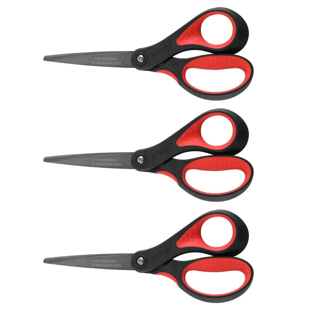 LIVINGO 8" Premium Scissors for Office, Multipurpose Titanium Non-Stick Craft Scissors for DIY, Sharp Stainless Steel Blades Comfort Grip, 3 Pack