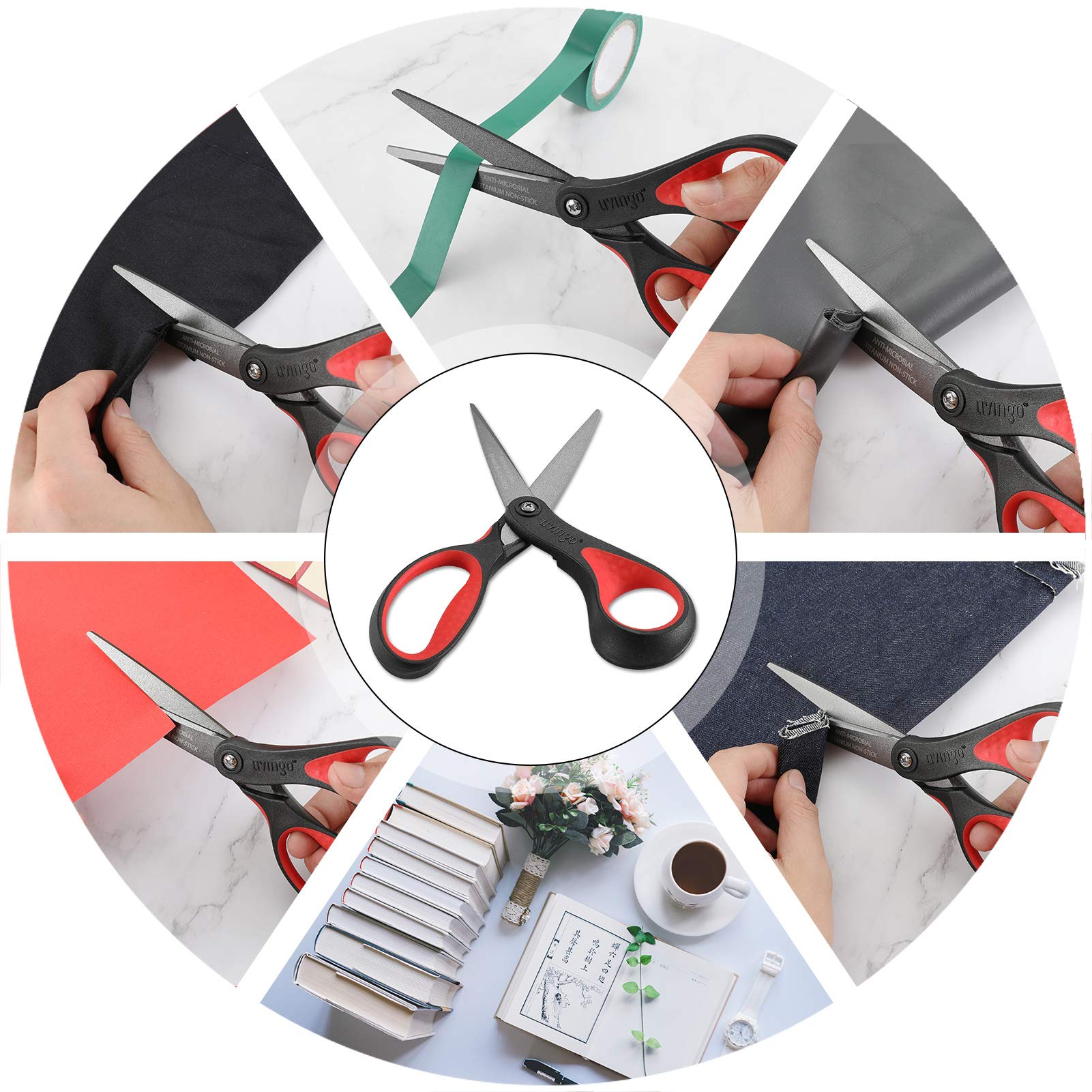 LIVINGO 8" Premium Scissors for Office, Multipurpose Titanium Non-Stick Craft Scissors for DIY, Sharp Stainless Steel Blades Comfort Grip, 3 Pack