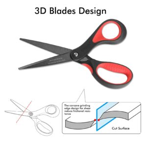 LIVINGO 8" Premium Scissors for Office, Multipurpose Titanium Non-Stick Craft Scissors for DIY, Sharp Stainless Steel Blades Comfort Grip, 3 Pack