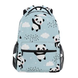 qilmy panda backpack for girls student school bookbag laptop computer travel daypack, sky blue