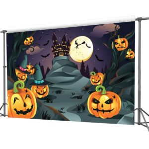 CYLYH 7x5ft Halloween Themed Photography Backdrop Castle Pumpkin Head Flying Bats Under Moonlight Background Photo Studio Props D188