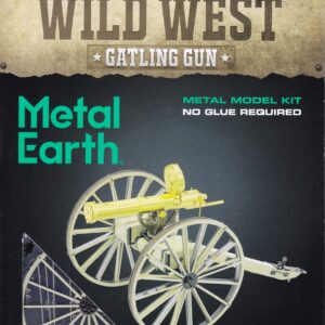 Fascinations Metal Earth 3D Metal Model Kits Wild West Set of 4 - Revolver - Stagecoach - Gatling Gun - 2-6-0 Locomotive