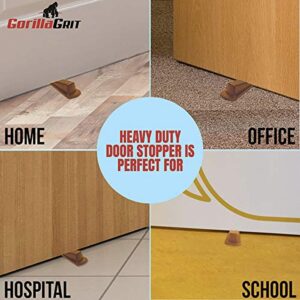 Rubber Door Stoppers - Door Stop Wedge, Large Heavy Duty Flexible Door Holder - Brown 4 Pack - Non Marking Anti Slip Jammer