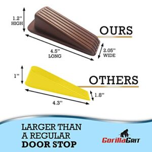 Rubber Door Stoppers - Door Stop Wedge, Large Heavy Duty Flexible Door Holder - Brown 4 Pack - Non Marking Anti Slip Jammer