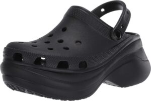 crocs women's classic bae clog | platform shoes, black, numeric_10