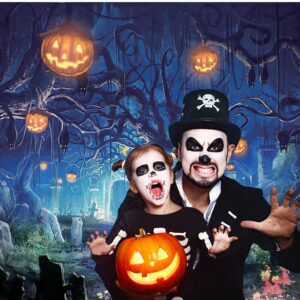 CYLYH 8X6FT Halloween Backdrop Halloween Theme Party Background Pumpkin Lantern Horror Spooky Night Photography Backdrop Halloween Decoration Background D187