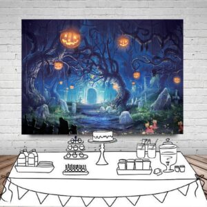 CYLYH 8X6FT Halloween Backdrop Halloween Theme Party Background Pumpkin Lantern Horror Spooky Night Photography Backdrop Halloween Decoration Background D187