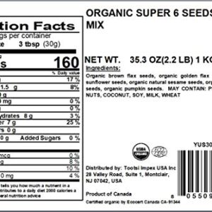 Yupik Organic Super 6 Seeds Mix, 2.2 lb, Non-GMO, Vegan