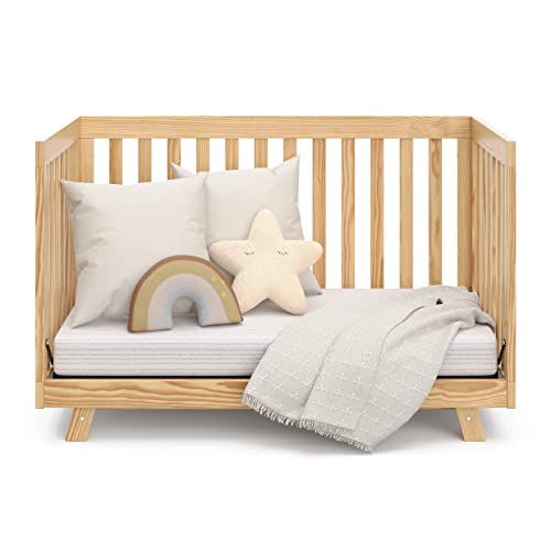 Storkcraft Beckett 3-in-1 Convertible Crib (Natural) – Converts from Baby Crib to Toddler Bed and Daybed, Fits Standard Full-Size Crib Mattress, Adjustable Mattress Support Base