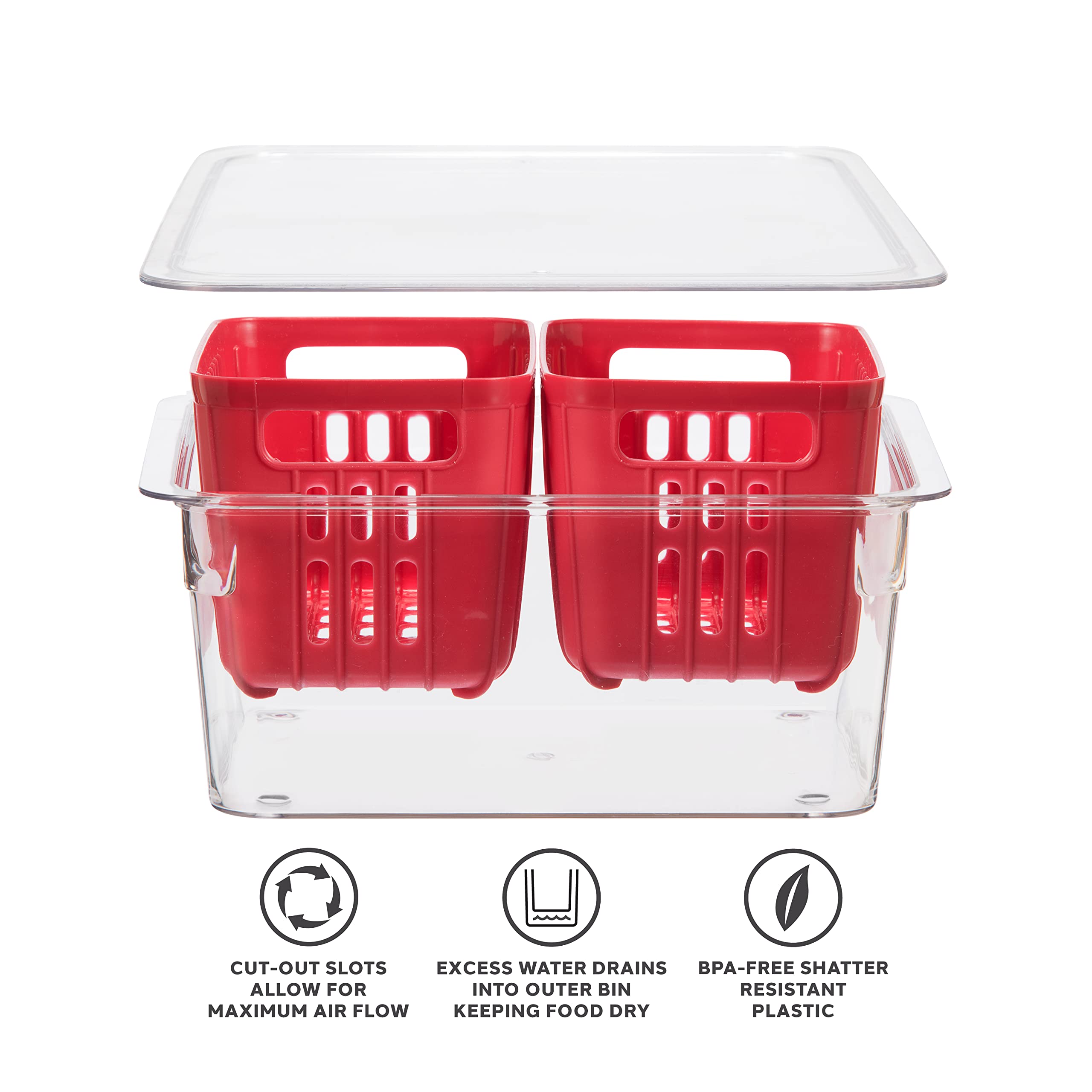 Oggi 5170 Berry Bin - Double Basket, Red