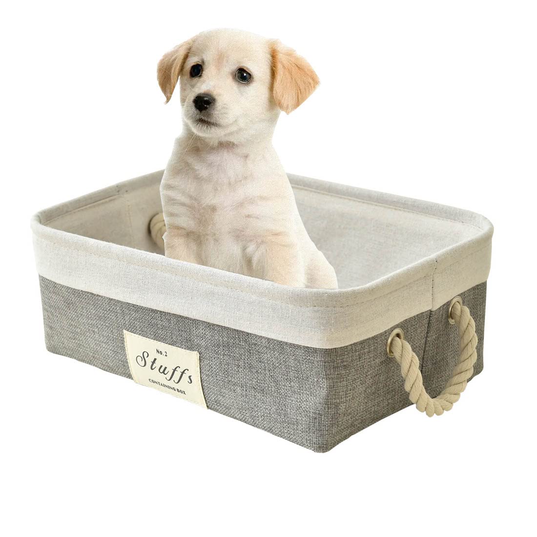 INough Dog Toy Box Gift Basket Pet Supplies Low Storage Basket for Dog Stuff Rectangle Dog Toys Bin Collapsible Small Basket for Closet, Baskets for Organizing Baby Kids (Rectangle)