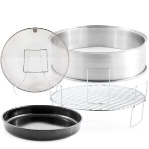 nuwave primo extender ring kit; includes 5" stainless steel extender ring, reversible 3" cooking rack, 10" enamel baking pan & stainless steel air fry basket, compatible with nuwave primo oven