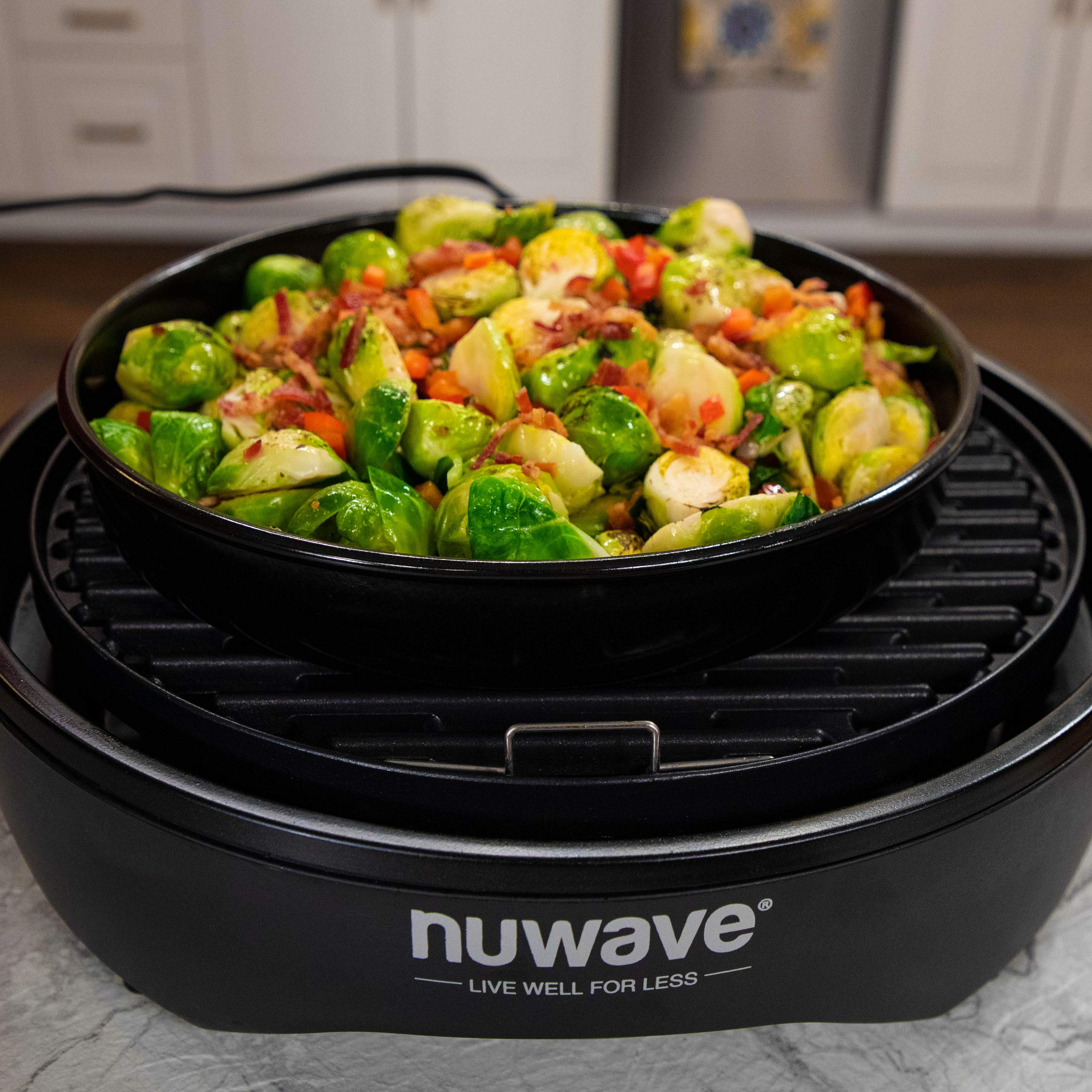 Nuwave Primo Extender Ring Kit; Includes 5" Stainless Steel Extender Ring, Reversible 3" Cooking Rack, 10" Enamel Baking Pan & Stainless Steel Air Fry Basket, Compatible with Nuwave Primo Oven