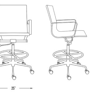 Laura Davidson Furniture SOHO II Ribbed Drafting Chair for Standing Desks - Ergonomically Designed, Commercial Grade Draft Height, Arm Rest & Cushion Availability, Made of Faux Leather, Blue