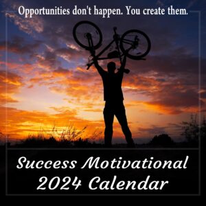 2024 success motivational wall calendar, powerful inspirational quotes for success in life and business, large 12 x 12 inch full color photos