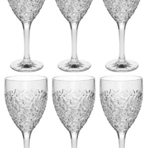 Goblet - Wine Glass - Water Glass - Crystal - Set of 6 Stemmed Glasses - Glass is designed With Raindrop Design - 12 oz. - by Barski - Made in Europe -