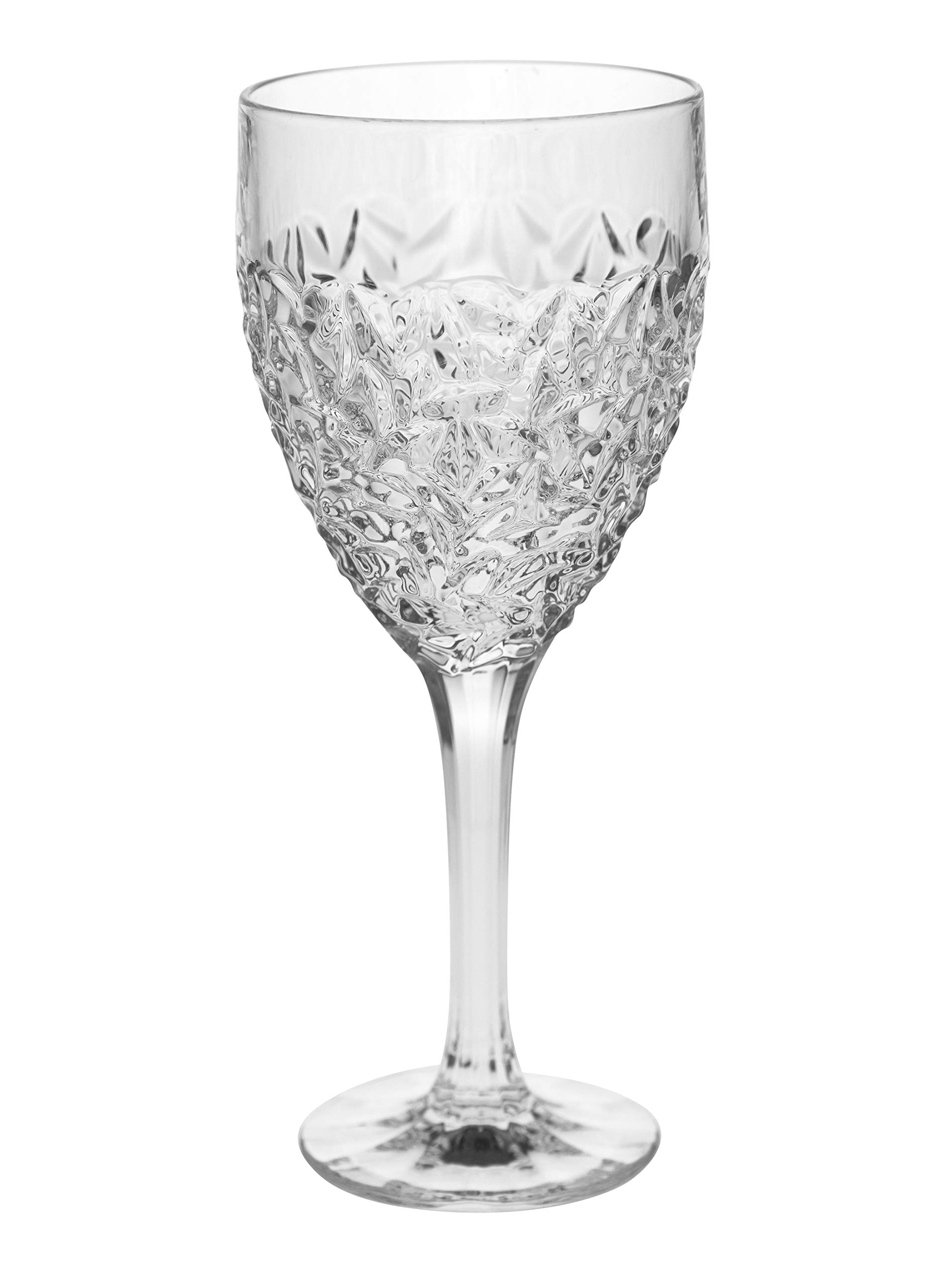 Goblet - Wine Glass - Water Glass - Crystal - Set of 6 Stemmed Glasses - Glass is designed With Raindrop Design - 12 oz. - by Barski - Made in Europe -