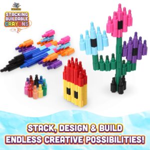 Ratatoys Stacking Crayons, 15 pc Set, Buildable and Stackable for Drawing, Coloring, or Arts and Crafts, Large Preschool Friendly Connect Pieces, Party Favor and Classroom Fun