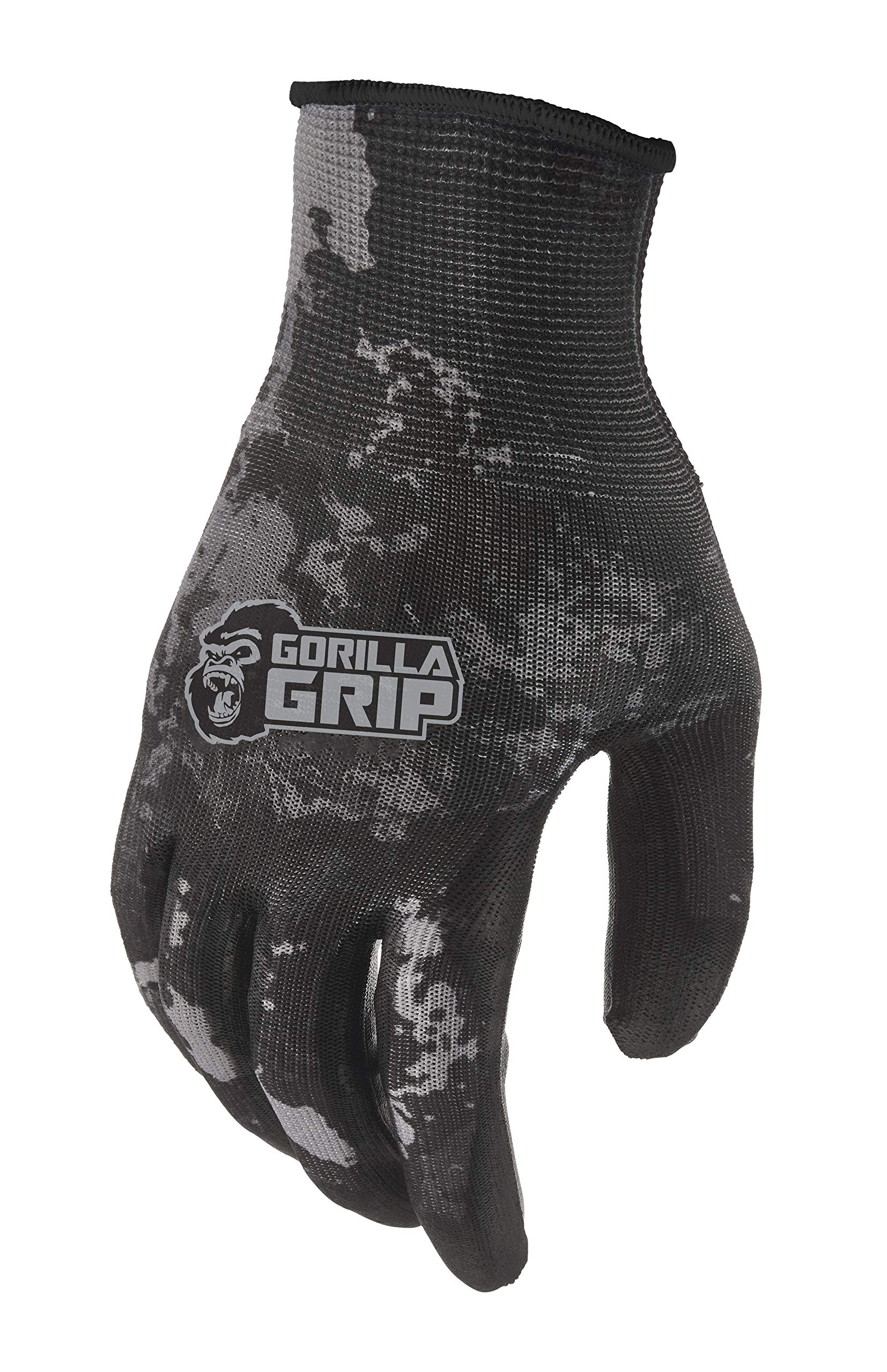 Gorilla Grip Work Gloves with Grip, All Purpose Gloves for Fishing, Outdoor Work, and Automotive Work | Color: Veil Tac Black | Size: Large