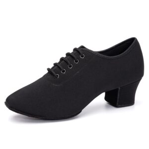 HIPPOSEUS Women Latin Dance Practice Shoes Black Closed Toe Men Ballroom Salsa Dance Training Shoes Low Heel 5cm,8 US