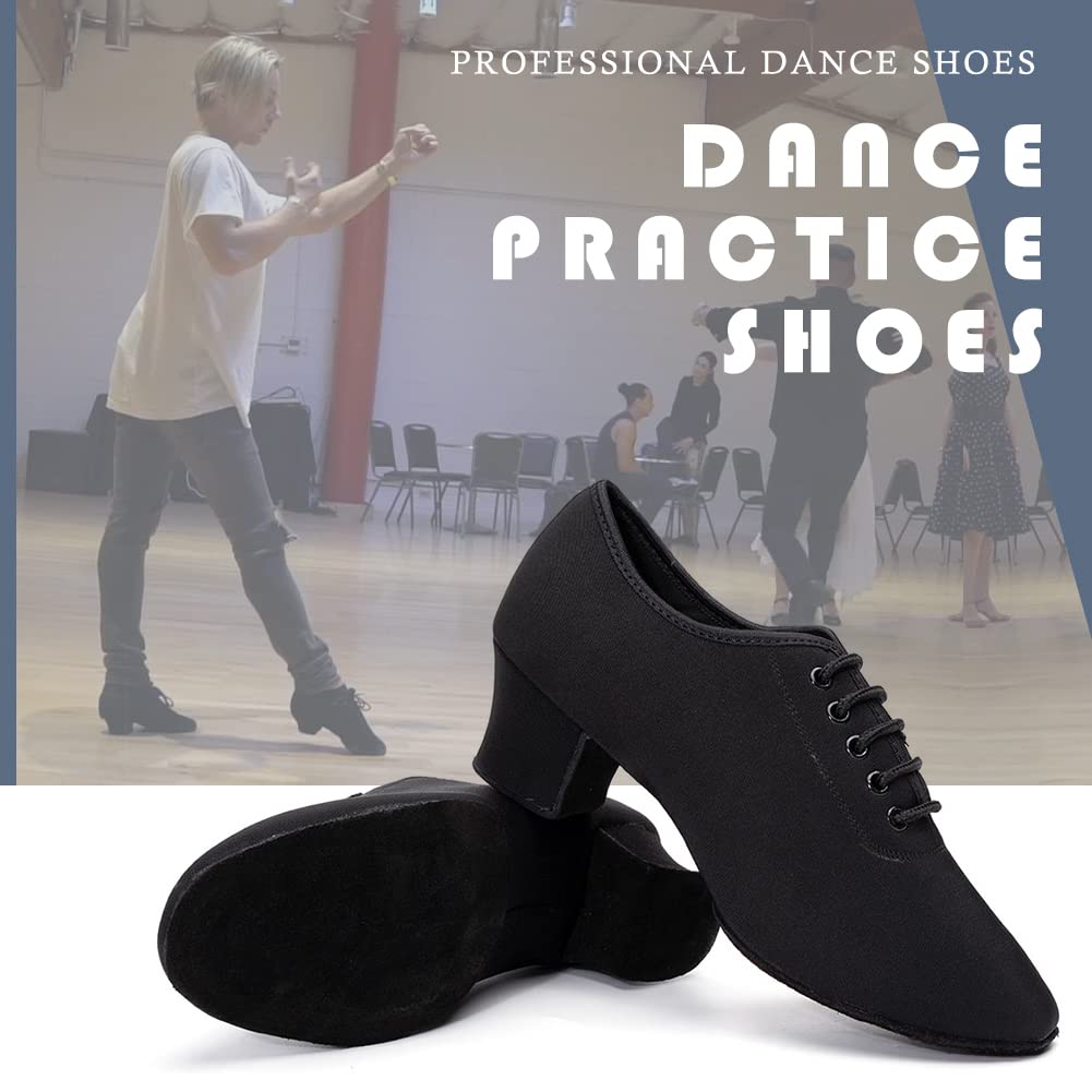 HIPPOSEUS Women Latin Dance Practice Shoes Black Closed Toe Men Ballroom Salsa Dance Training Shoes Low Heel 5cm,8 US