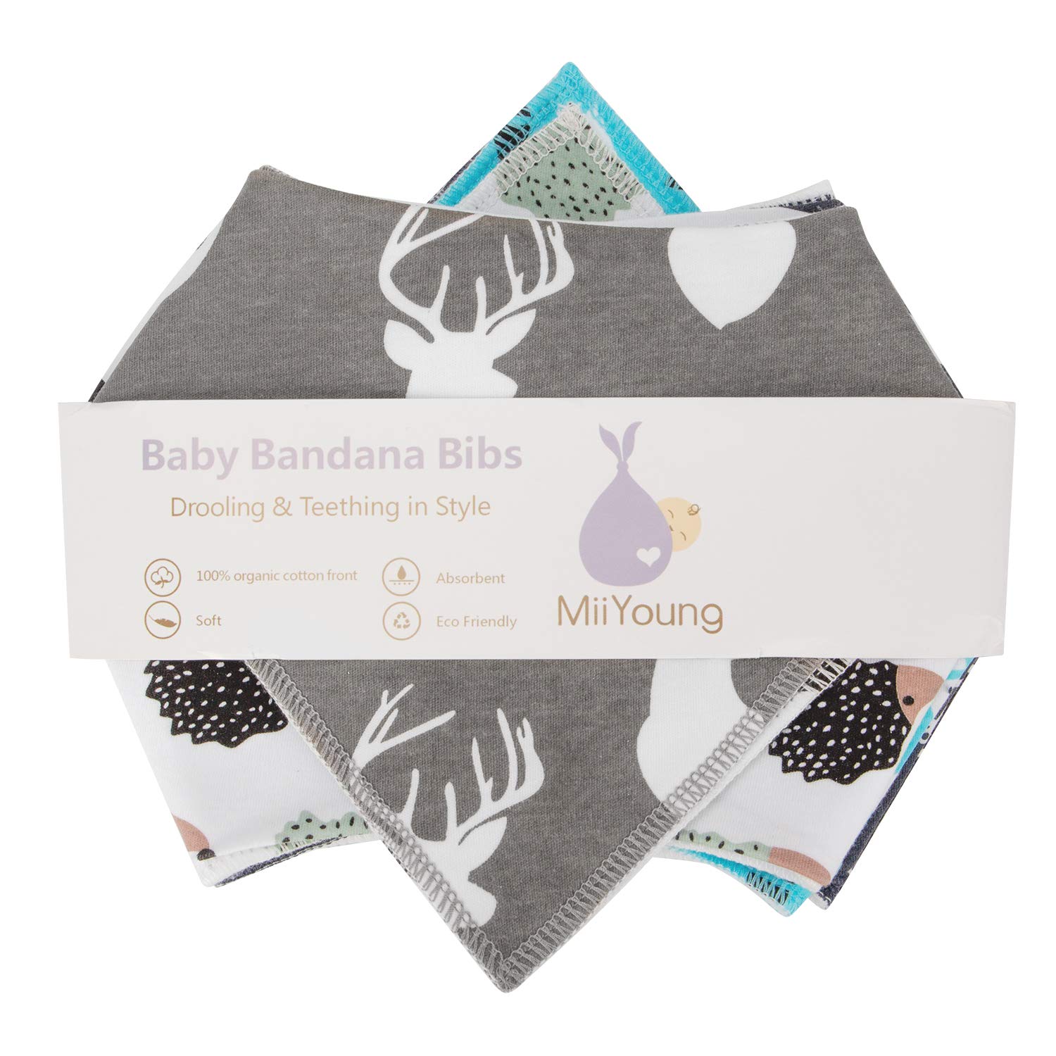 MiiYoung Baby Bibs Baby Bandana Drool Bibs for Drooling and Teething, 100% Organic Cotton and Super Absorbent Bibs for Baby Boys