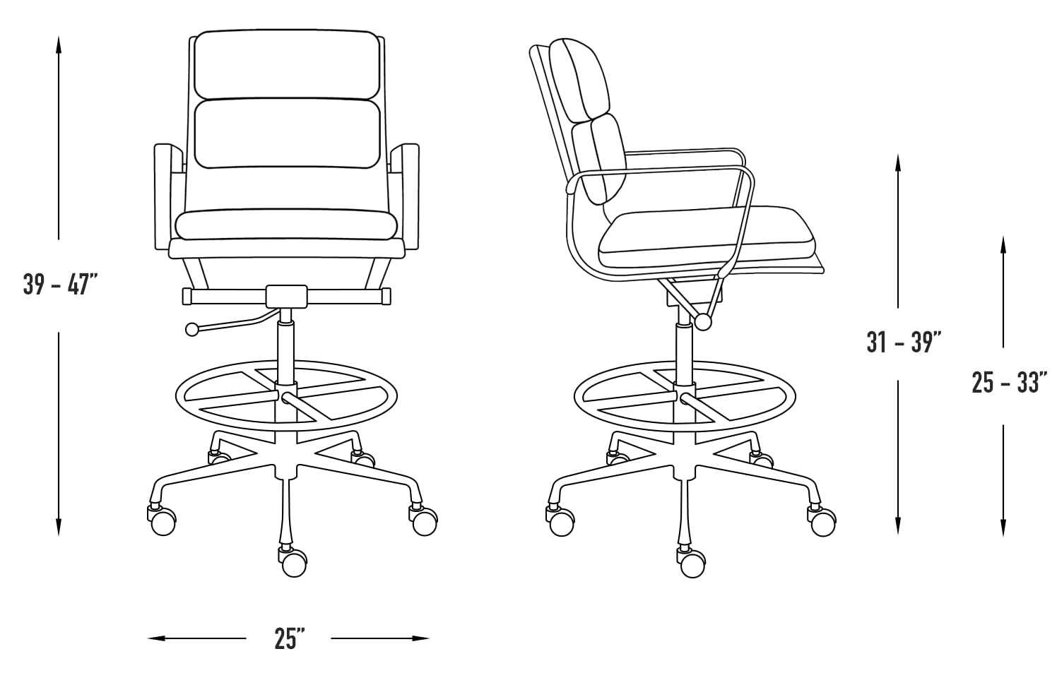 Laura Davidson Furniture SOHO II Padded Drafting Chair for Standing Desks - Ergonomically Designed, Commercial Grade Draft Height, Arm Rest & Cushion Availability, Made of Faux Leather, Brown