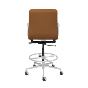 Laura Davidson Furniture SOHO II Padded Drafting Chair for Standing Desks - Ergonomically Designed, Commercial Grade Draft Height, Arm Rest & Cushion Availability, Made of Faux Leather, Brown