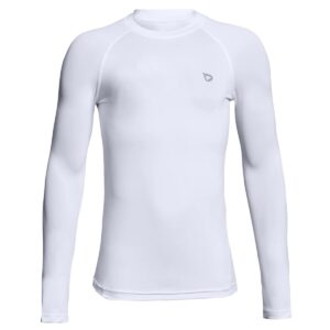 baleaf boys compression shirt long sleeve youth undershirts kids football baseball baselayer cold gear quick dry white size m