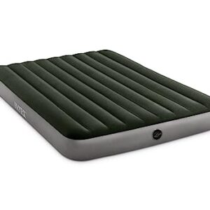 Intex 64779E Dura-Beam Standard Prestige Air Mattress: Fiber-Tech – Queen Size – Hand-Held Battery Pump – 10in Bed Height – 600lb Weight Capacity