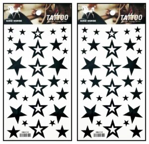 tattoos 2 sheets black stars temporary tattoos stickers fake body arm chest shoulder tattoos for teens men women