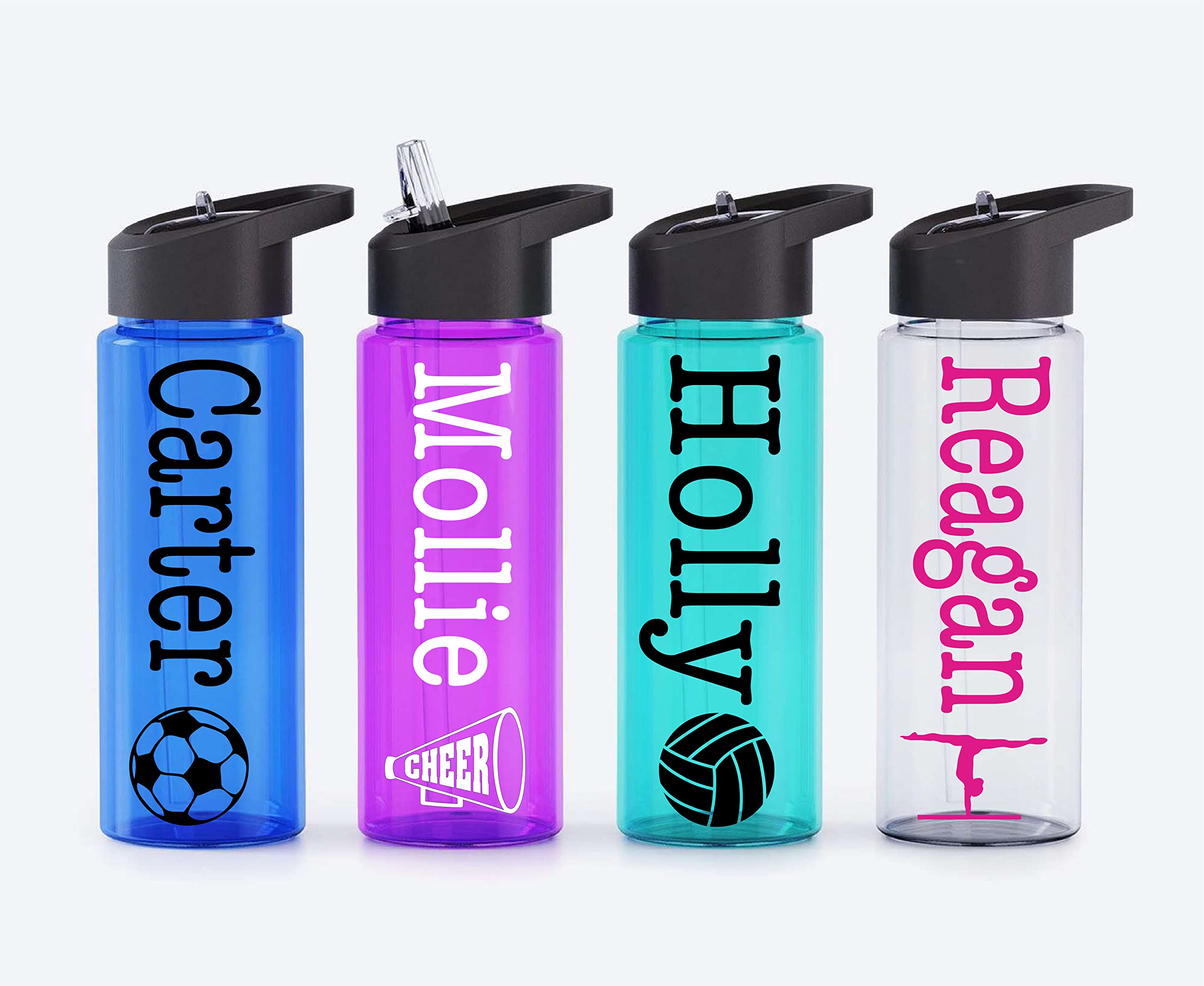 Personalized 24 oz Sports-Themed Water Bottle Tumbler with Custom Vinyl Decal by Avito - Soccer, Volleyball, Baseball, Cheer, Dance, Gymnastics, Ballet, Football, Kids Water Bottle