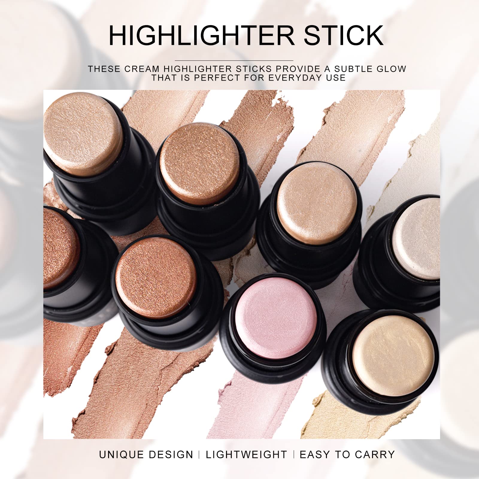 Ownest 2 Colors Highlighter Stick, Shimmer Cream Powder, Lasting Glow Finish, Creamy Self Sharpening Crayon Highlighter