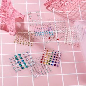 Outus 9 Sheets Eye Body Face Gems Jewels Rhinestone Stickers Self Adhesive Crystal Rainbow Makeup Diamonds Face Stick Gems for Women Festival Accessory and Nail Decorations (Tiny Bead)